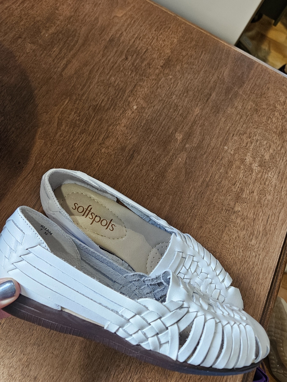 Softspots White Woven Slip-On Moccasins